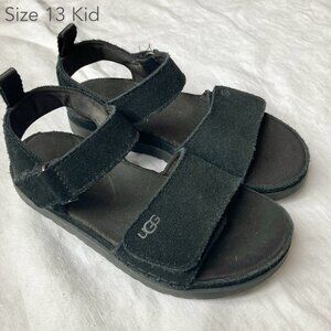 UGG Size 13 Girls Kids Goldenstar Sandals Slides Black Summer Suede